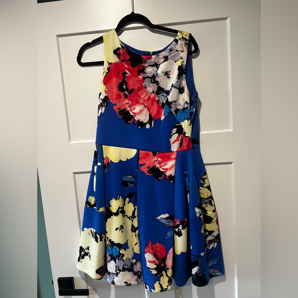 Taylor Red and White Sleeveless Fit and Flare Dress